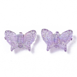 Transparente Acryl Perlen, ab Farbenüberzug, Schmetterling, Medium Orchidee, 12.5x15x4.5 mm, Bohrung: 1.2 mm