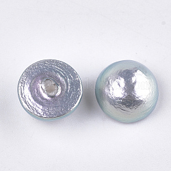 Compressed Cotton Pearl Beads, Eco-Friendly, Dyed, Half Drilled, Half Round, Gray, 10~11x6~6.5mm, Half Hole: 1~1.5mm