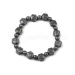 Bracelets de perles d'hématite synthétiques non magnétiques, crane, diamètre intérieur: 2 pouce (5.17 cm)