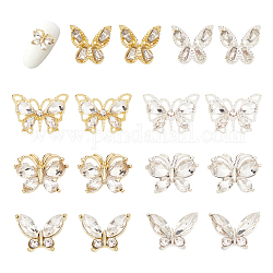 BENECREAT 24Pcs Butterfly Nail Charms 3D Alloy Rhinestone Nail Jewelry Gold Silver Crystals for DIY Women Nail Art Decoration Craft Jewelry Nail DIY Mixed Color