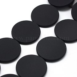 Perles acryliques de style caoutchouté, plat rond, noir, 39x6.5mm, Trou: 1.5mm