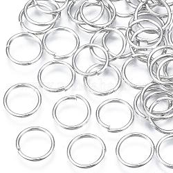 Jump Rings, Open Jump Rings, Brass, Cadmium Free & Nickel Free & Lead Free, Platinum, 10x1mm, 18 Gauge, Inner Diameter: 8mm, about 2400pcs/500g