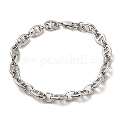 Ion Plating(IP) 304 Stainless Steel Oval Link Chain Bracelets, Platinum, 8-3/4 inch(22.3cm)