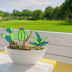 Globleland 3 pièces 3 styles acrylique teinté cactus/agave aloès ornements en pot, Cactus artificiel pour la maison, le jardin, l'extérieur, la décoration intérieure, ornement, autres plantes, 136~175x80~120x2.5~3mm, 1pc / style