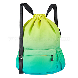 WADORN Drawstring Waterproof Backpack, Gradient Color Gym Storage Bags Oraganizer for Women Men, Green Yellow for Gym Sport Beach Outdoor Trip Cinch Sack DIY for Women Men, 19x16.14 Inch