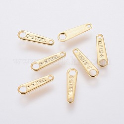 304 schede di catena in acciaio inox, connettori di estensione catena, oro, 10x3x0.6mm, Foro: 0.8 mm e 1.6 mm
