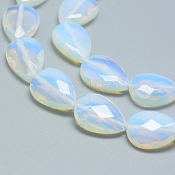 Opalite Bead Strands, Faceted, teardrop, 10x8x5mm, Hole: 1mm, about 38pcs/strand, 14.76 inch