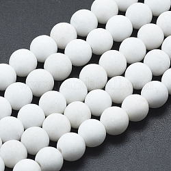 Natur Mashan Jade Perlen Stränge, gefärbt, matt, Runde, weiß, 4 mm, Bohrung: 1 mm, ca. 99~100 Stk. / Strang, 16 Zoll