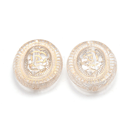 Perles acryliques plaquées, métal enlacée, ovale, clair, 22x18.5x8mm, Trou: 2mm, environ 290 pcs/500 g