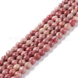 Chapelets de perles maifanite/maifan naturel pierre , teinte, ronde, flamant, 6~6.5mm, Trou: 1mm, Environ 61~66 pcs/chapelet, 15.16~15.75 (38.5~40 cm)