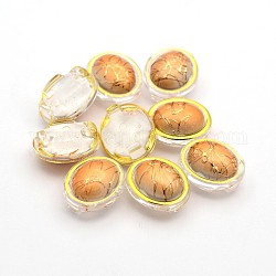 Genähte Taiwan Acrylperlen, Multi-Strang-Verbinder, Bekleidungszubehör, Oval, Sandy Brown, golden, 20.5x16x9 mm, Bohrung: 1 mm