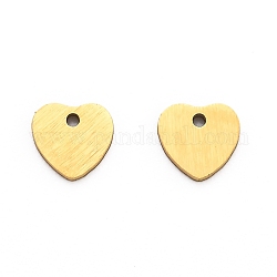 Ion Plating(IP) 304 Stainless Steel Pendants, Stamping Blank Tag, Laser Cut, Double Side Drawbench Effect, Heart, Golden, 5.5x6x1mm, Hole: 1.8mm