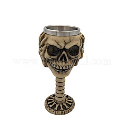 Halloween 304 tazza teschio 3d in acciaio inossidabile, coppa scheletro in resina, per decorazioni per la casa regalo di compleanno, beige, 190x80x105mm, diametro interno: 63mm