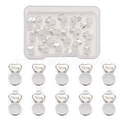 20Pcs 2 Styles Silicone Ear Nuts, Earring Backs, with Brass Findings, Heart, Platinum & Silver, 11.2x6x5.5mm, 10pcs/style