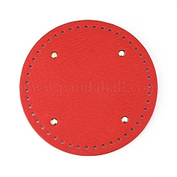 Fondo de bolso redondo plano de cuero de pu, Para bolsa de tejer, bolsos de mujer hechos a mano accesorios diy, rojo, 181x9.5mm, agujero: 4.5 mm