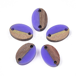 Connecteurs de liens en résine et bois de noyer, ovale, mauve, 15.5x10.5x3~3.5mm, Trou: 1.8mm