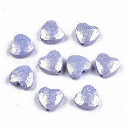 Perles acryliques laquées, de Style caoutchouté, facette, cœur, bleu ardoise moyen, 10.5x11.5x5mm, Trou: 1.5mm
