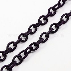 Handmade Nylon Cable Chains Loop, Oval, Indigo, 8~9x11~13x2mm, about 85cm/strand, 33.5 inch