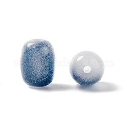 Perles de verre opaques, baril, bleu acier, 10x8mm, Trou: 1.6mm