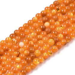 Fili di perle di conchiglia trochid naturale / trochus, tinto, tondo, arancione scuro, 2~2.5mm, Foro: 0.7 mm, circa 184~189pcs/filo, 12.09 pollice ~ 15.98 pollici (30.7~40.6 cm)
