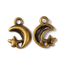 Alloy Finding Pendants, Lead Free & Cadmium Free & Nickel Free, Moon, Antique Bronze, 16mm long, 12mm wide, 2.5mm thick, hole: 1.5mm