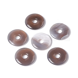 Natürlichen grauen Achat Anhänger, Donut/Pi-Scheiben-Charme, 29~30x5~6 mm, Bohrung: 6~7 mm