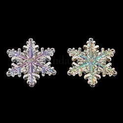 UV Plating Rainbow Iridescent Acrylic Chandelier Component Links, Snowflake, Clear, 54x47x9mm, Hole: 2mm & 3.5mm