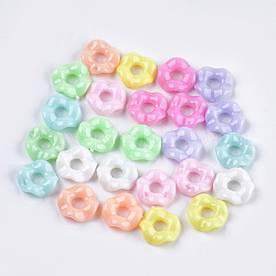 Perles acryliques opaques, donut, couleur mixte, 12.5~13x4mm, Trou: 4mm, environ 192 pcs/50 g