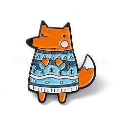 Cartoon Animal Enamel Pin, Electrophoresis Black Alloy Cute Brooch for Backpack Clothes, Fox Pattern, 31x25x2mm, Pin: 1.2mm