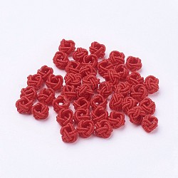 Cuentas tejidas de cordón de nylon, redondo, rojo, 6~6.5x4.5mm, agujero: 2.5 mm, aproximamente 93~100 unidades / bolsa