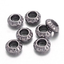 Tibetische Stil Legierung Großlochperlen, Großloch perlen, Rondell, Metallgrau, Bleifrei und Cadmiumfrei und Nickel frei, 10x4 mm, Bohrung: 5 mm