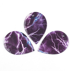 Gros pendentifs en cuir pu, larme, violet, 58~59x41.5x1.5mm, Trou: 1.5mm