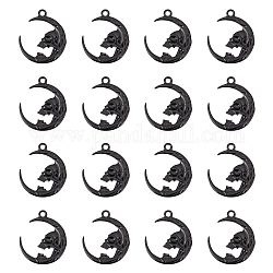 SUNNYCLUE 1 Box 30Pcs Gothic Style Moon Charms Skull Charm Black Skeleton Head Charms Scary Halloween Double Sided Crescent Moon Charms for Jewelry Making Charm DIY Necklace Earrings Keychain Craft