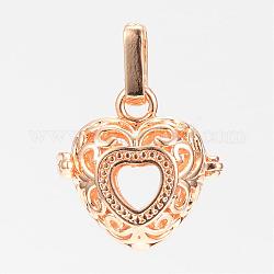 Подвески из латуни, для ожерелья, полый, сердце, золотые, 20.5x21x15 мм, отверстие : 3.5x8.5 мм, внутренней меры: 13.5x14.5 мм