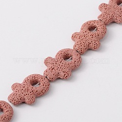 Brins de perles de roche de lave synthétique, signe femelle de genre, teinte, rose, 38x34x8mm, Trou: 1mm, Environ 12 pcs/chapelet, 16.1 pouce