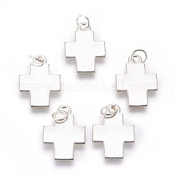 Alloy Pendants, Cadmium Free & Lead Free, Cross, Silver Color Plated, Size: about 29mm long, 16mm wide, 2.5mm thick, hole: 4mm