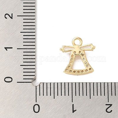 Подвески из кубического циркония с микропаве из латуни на рождественскую тематику KK-P278-02B-G-1