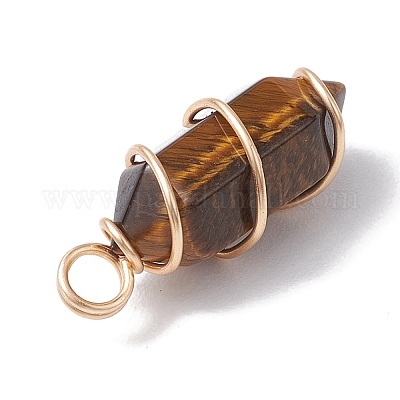 Остроконечные подвески из медной проволоки с натуральным смешанным камнем PALLOY-JF02677-01-1