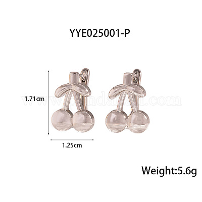 Стильные серьги-кольца с вишней из нержавеющей стали 304 RN7247-2-1