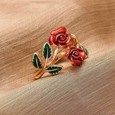 Кольца-манжеты из цинкового сплава с эмалью для женщин RJEW-U058-01G-1