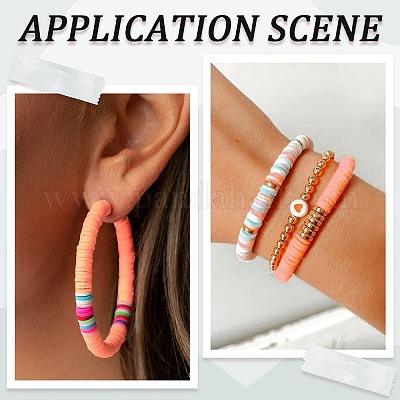 3 нить плоских круглых бусин из полимерной глины ручной работы CLAY-SC0001-69B-1