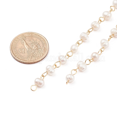 Цепочки из натурального пресноводного жемчуга ручной работы AJEW-JB01088-01-1