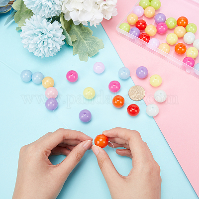 Wholesale PH PandaHall 50pcs Bubblegum Beads Ball 20mm Chunky Beads Acrylic  Beads Mixed Color Opaque Beads Loose Beads Spacer Beads for Jewelry  Bracelet Necklace Pen Bag Chain Crafts Making 