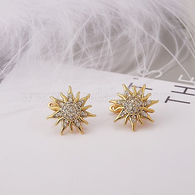 Серьга-кольцо в форме солнца из прозрачного кубического циркония для нее EJEW-SZ0001-53-RS-1