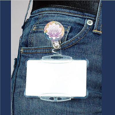 CREATCABIN Badge Reel Retractable Lotus Badge Holder ID Card Reels Scroll Lanyard Alligator Clip Hanging Name Card Key Chain for