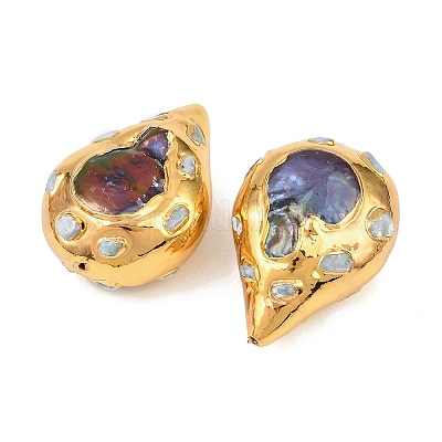 Бусины из натурального окрашенного жемчуга и натурального ларимара KK-H516-15G-1