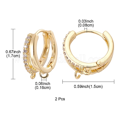 Латунные серьги-кольца из прозрачного кубического циркония ZIRC-YW0001-10G-1