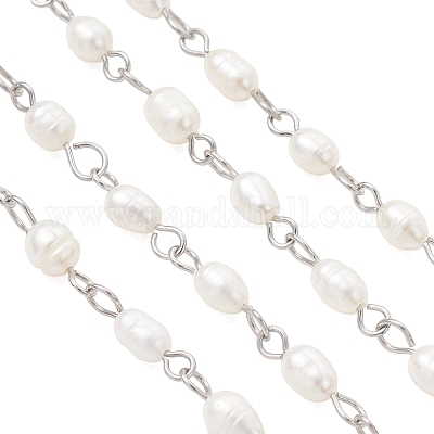 Цепочки ручной работы из натурального культивированного пресноводного жемчуга&nbsp;AJEW-JB01586-02-1