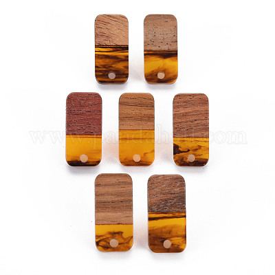 Двухцветная фурнитура для серег из смолы и орехового дерева MAK-N032-029-1