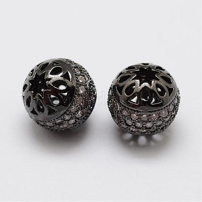 Латунные микро проложить кубического циркония бусы ZIRC-F038-12-FF-1